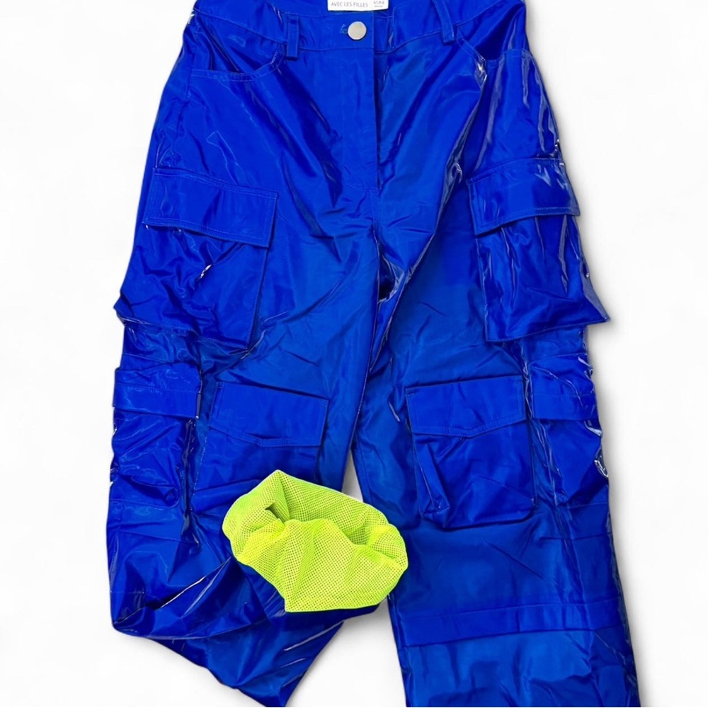 Avec Les Filles Blue and Neon Yellow Mesh Detail